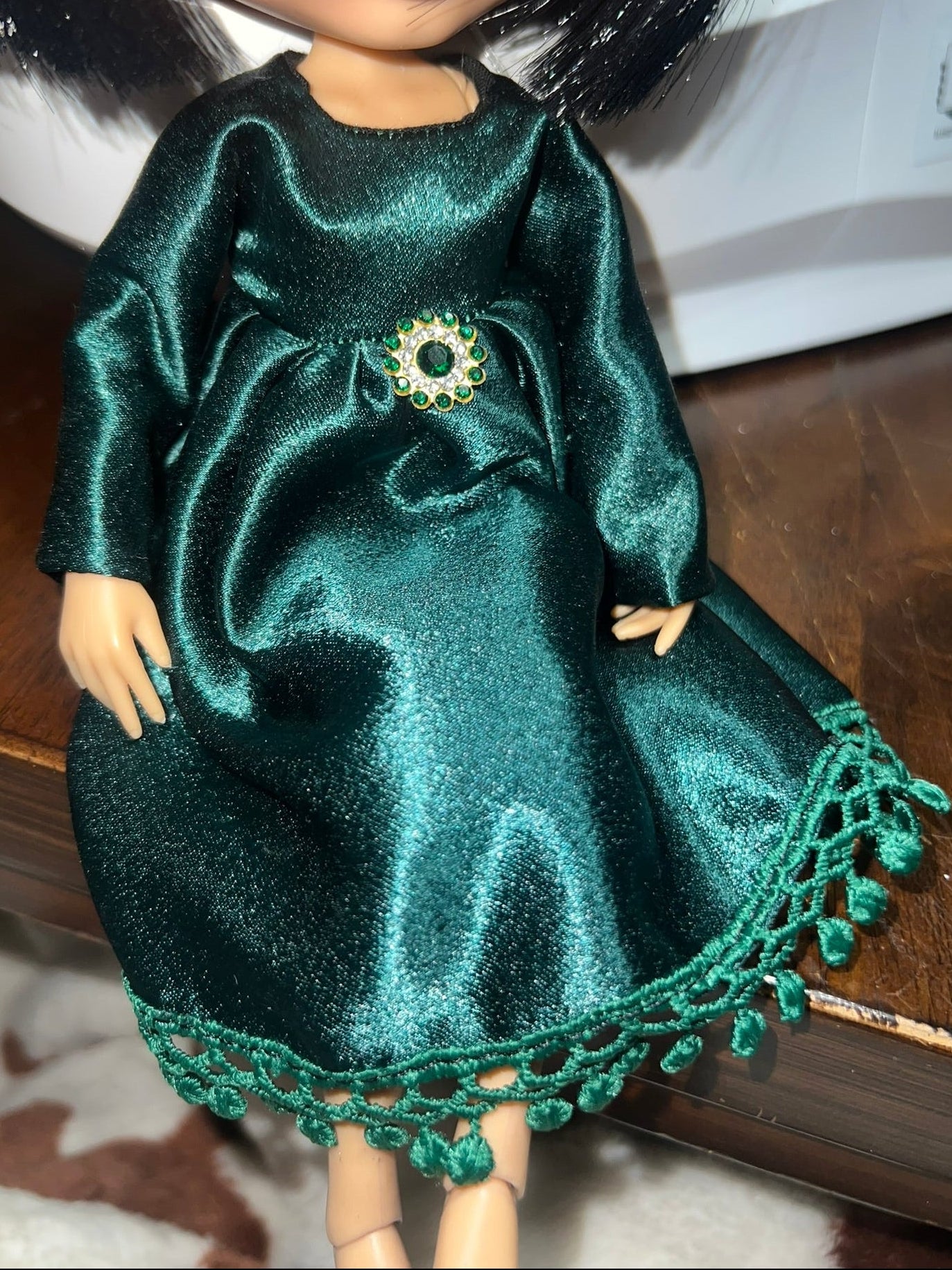 Emerald Satin Dress - fits BJD 1/6 Scale Fashion Doll