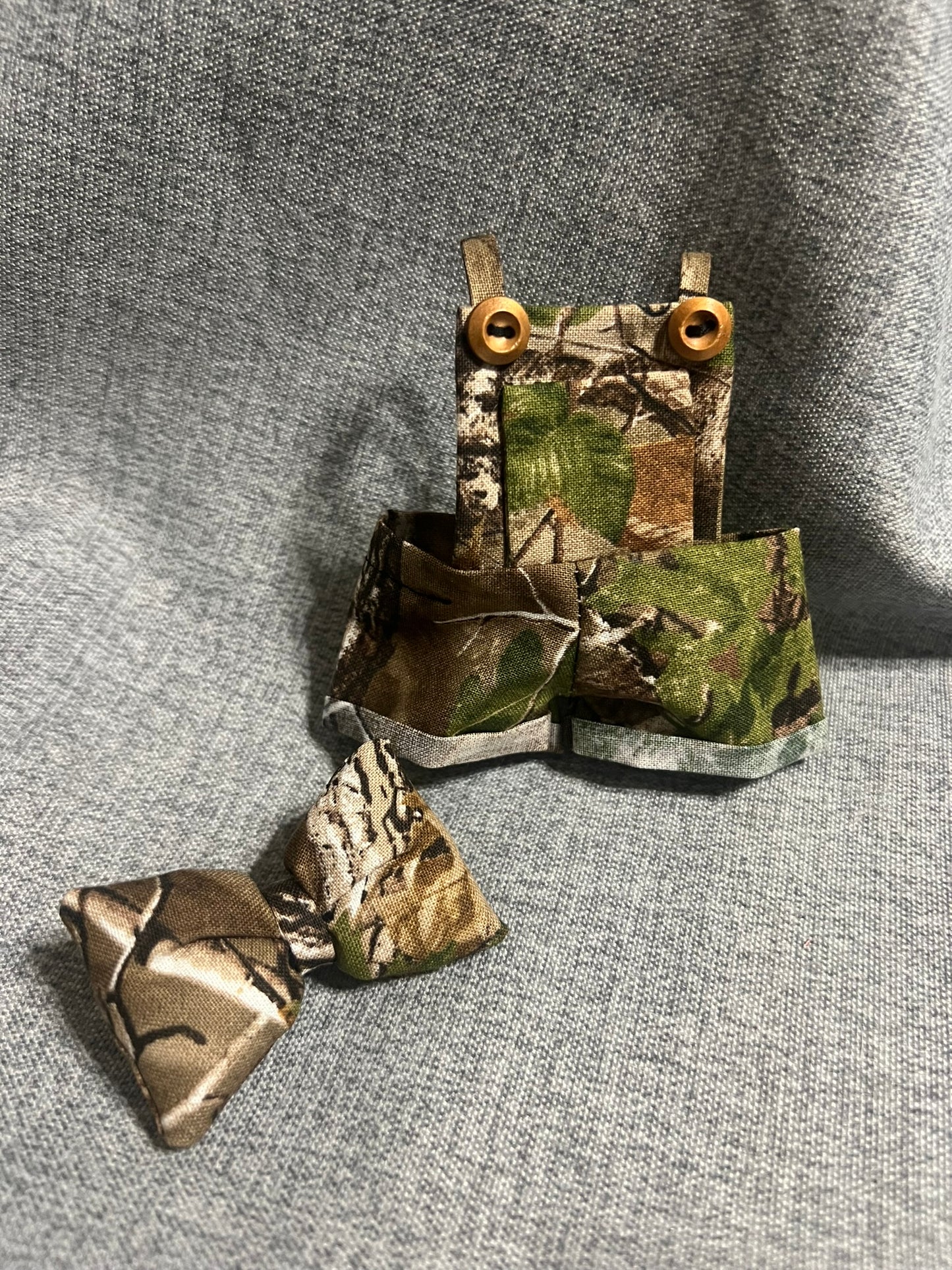 Camo Overalls with Matching Bow for 17cm Doll