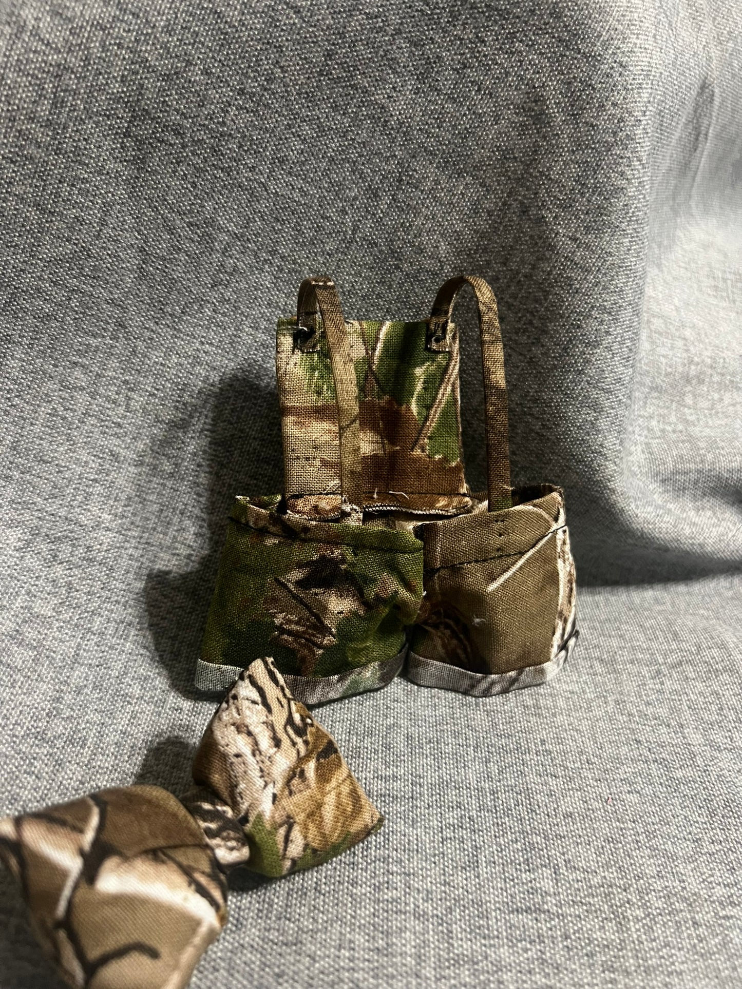 Camo Overalls with Matching Bow for 17cm Doll