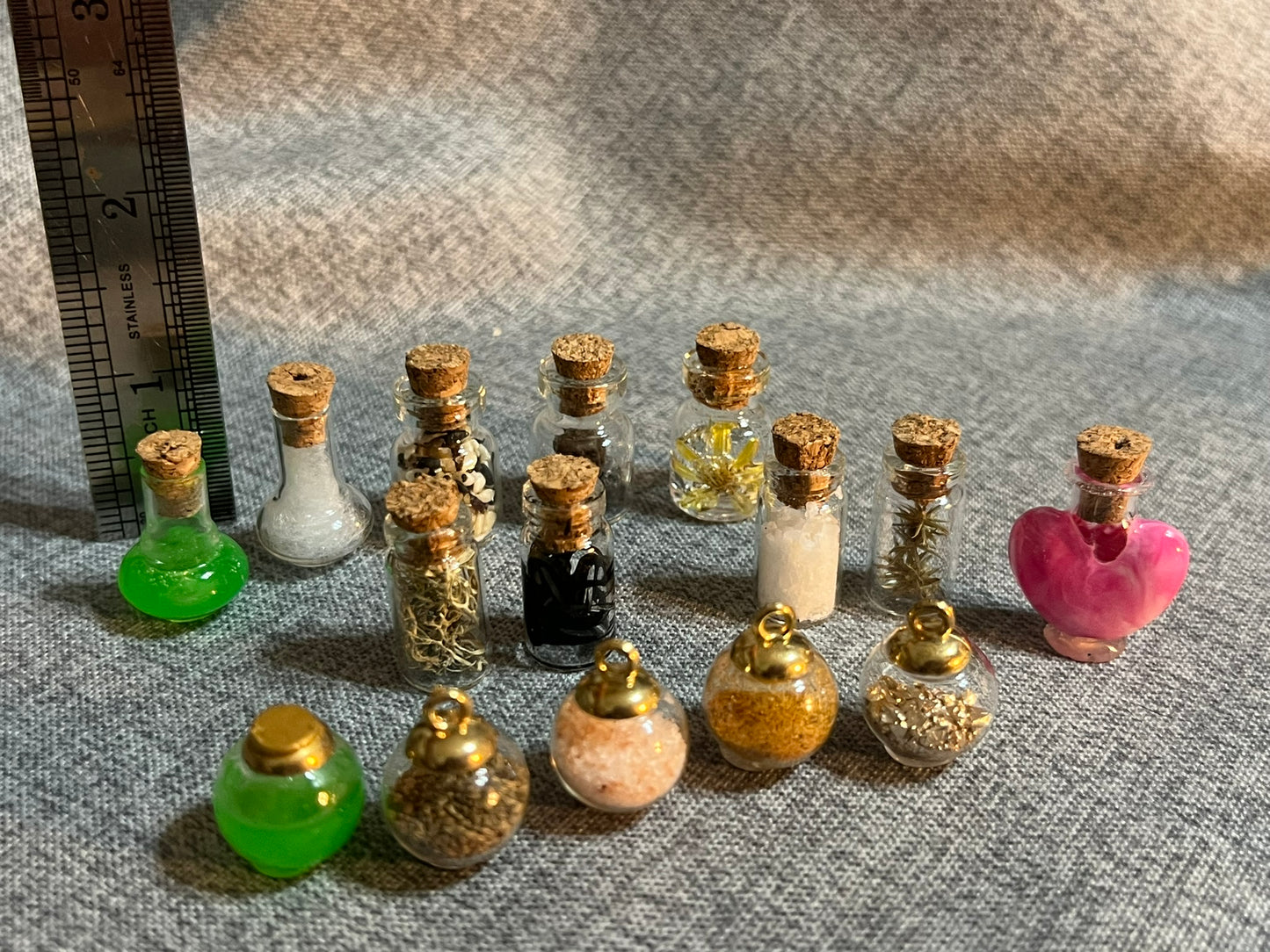 Miniature Apothecary Supplies: Bottles, Spell Books, Garlic