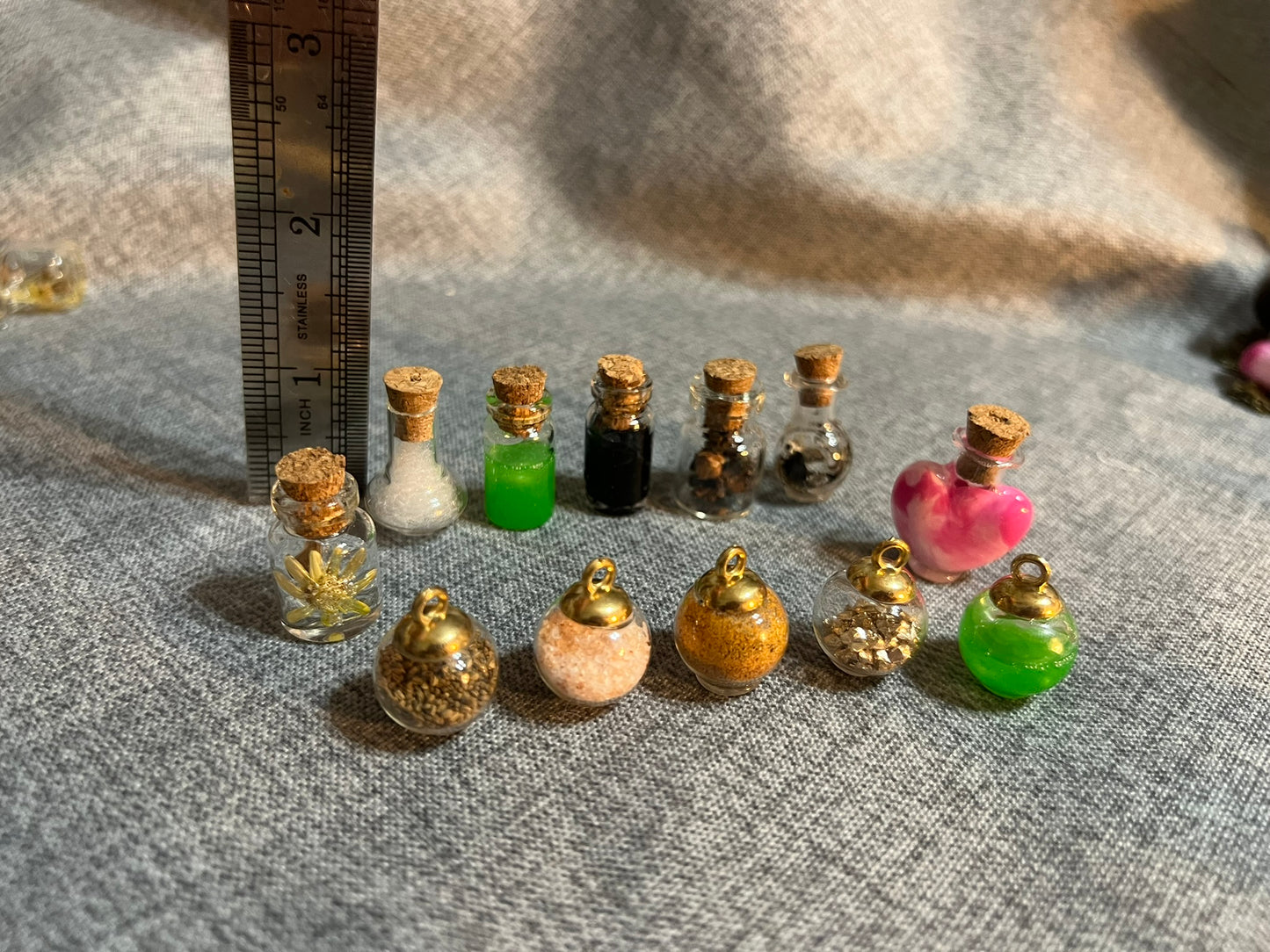 Miniature Apothecary Supplies: Bottles, Spell Books, Garlic