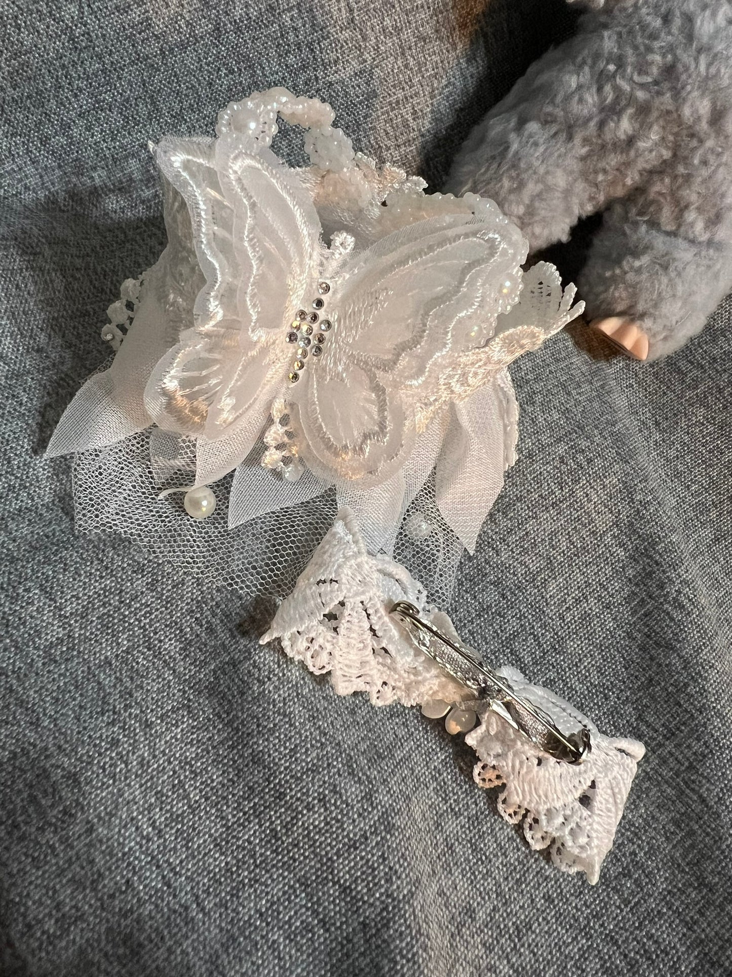 White Lace Butterfly Dress with Bow for 17cm Doll