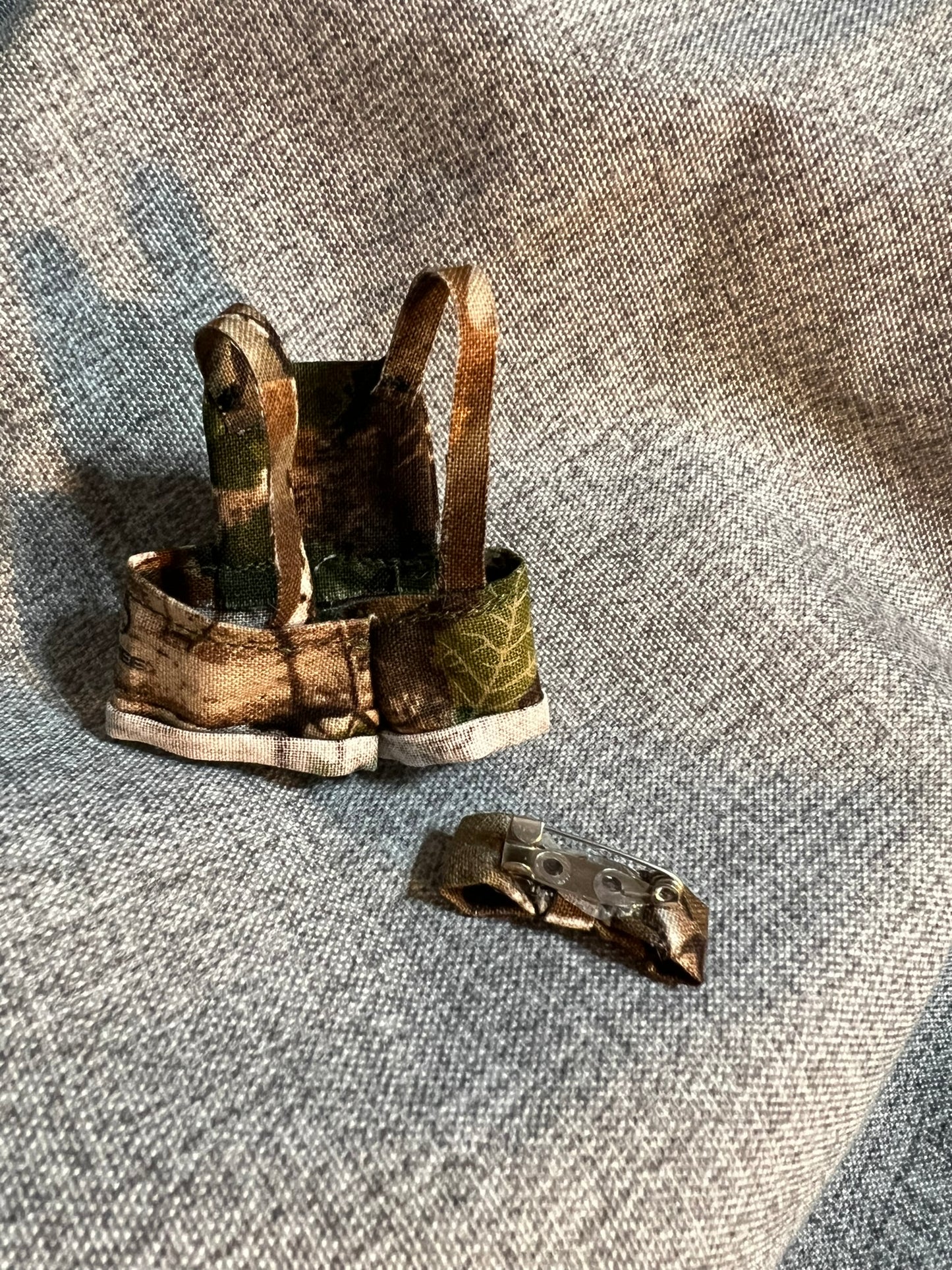 Camo Overalls with Matching Bow for 10cm Doll