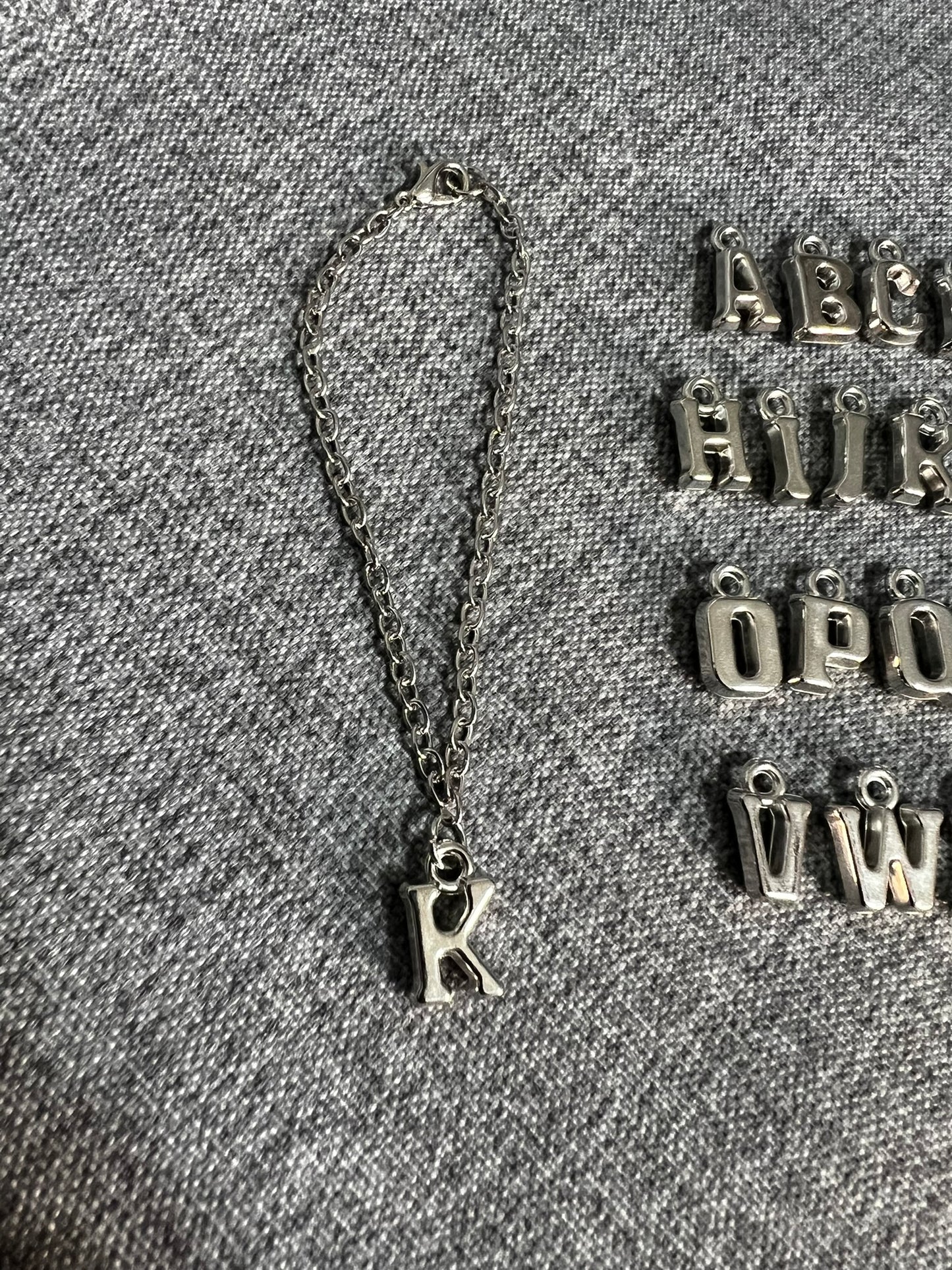 Silver Initial Charm Necklace for 17cm Doll