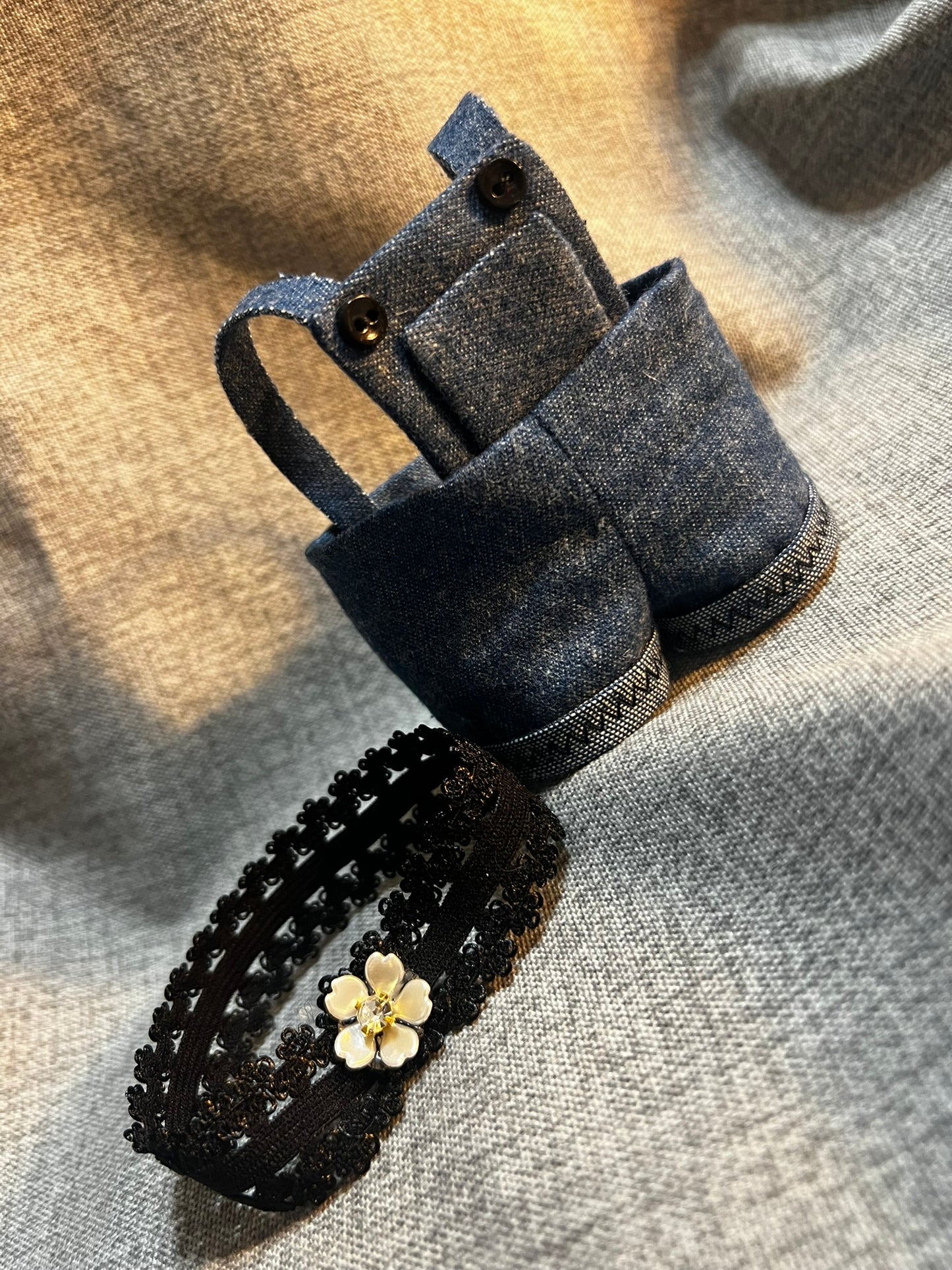 Sweet & Simple Denim Overalls Set for 17cm Doll