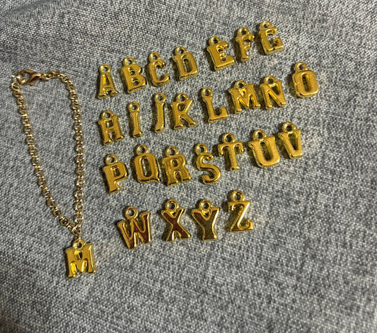 Gold Initial Charm Necklace for 17cm Doll
