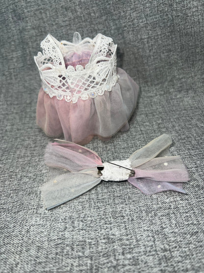 Blush Blossom Tulle Dress & Bow Set