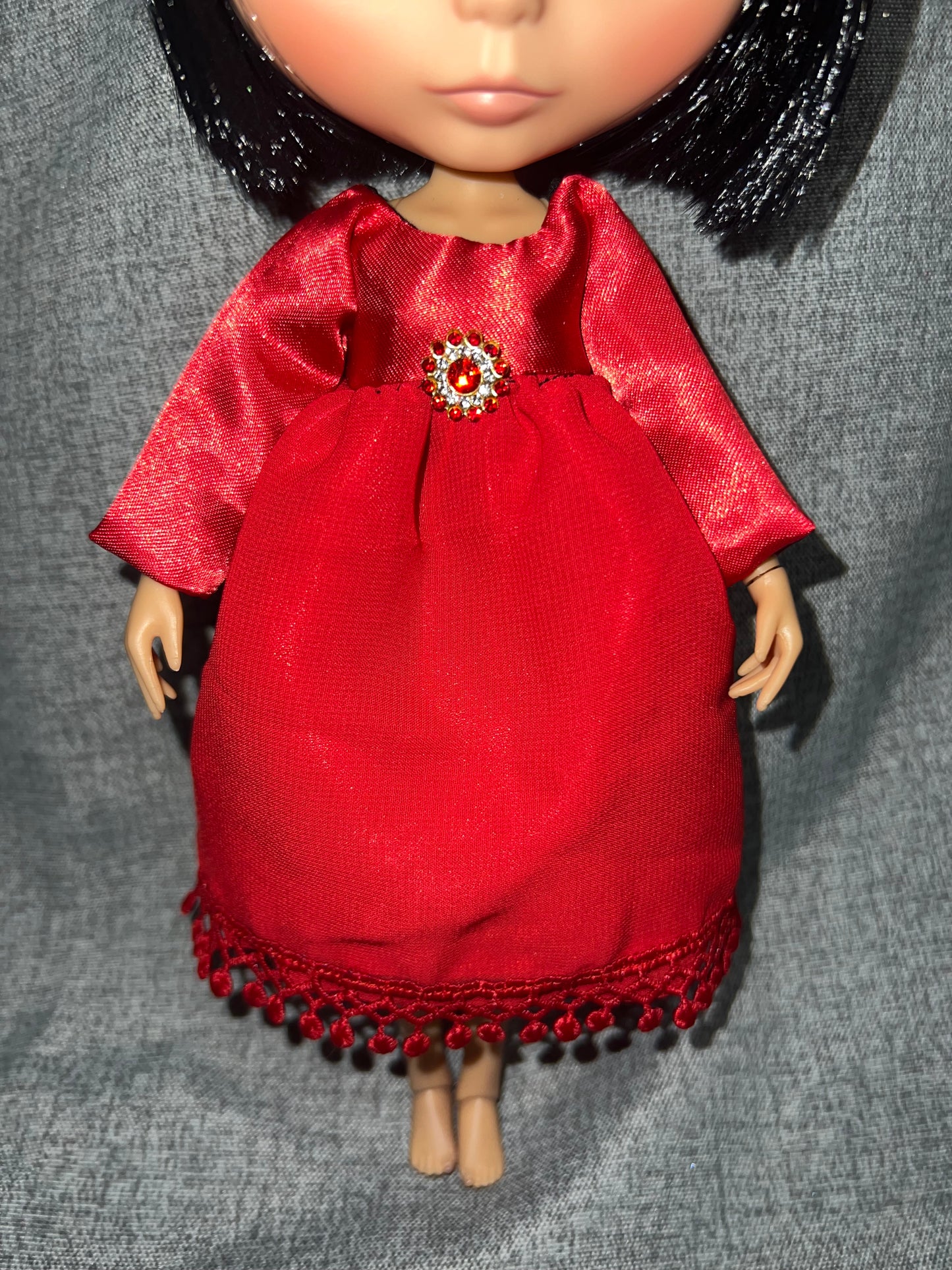 Ruby Red Satin Dress - fits BJD 1/6 Scale Fashion Doll