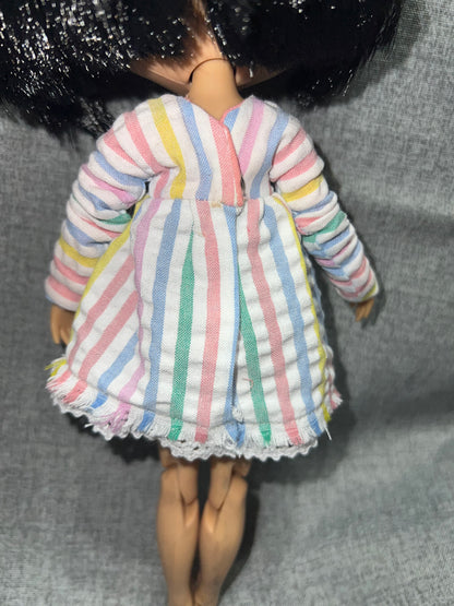 Pastel Rainbow Stripe Dress - fits BJD 1/6 Scale Fashion Doll