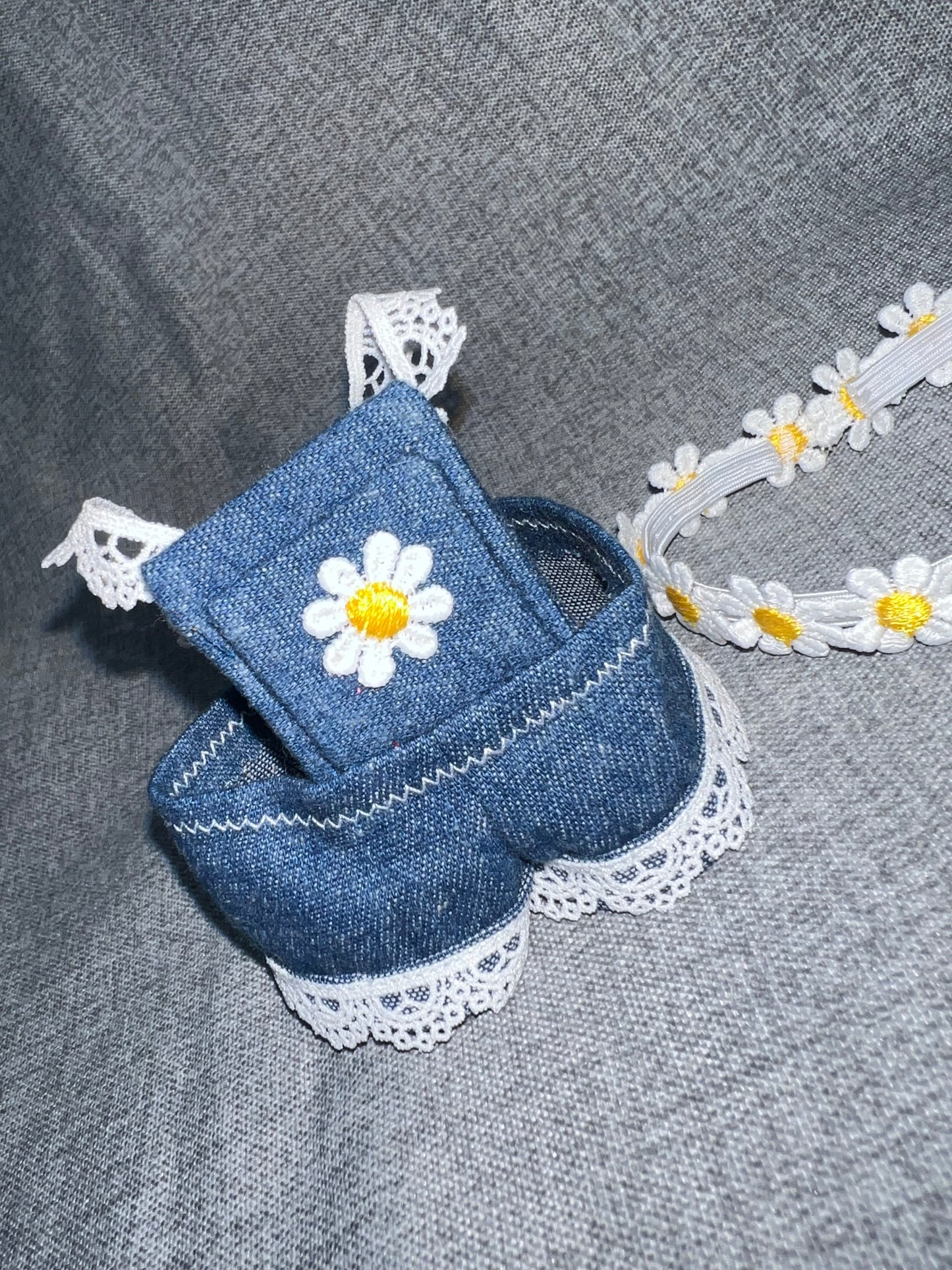 Daisy Denim Ruffle Overall & Headband Set