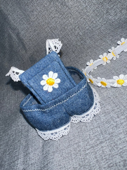 Daisy Denim Ruffle Overall & Headband Set