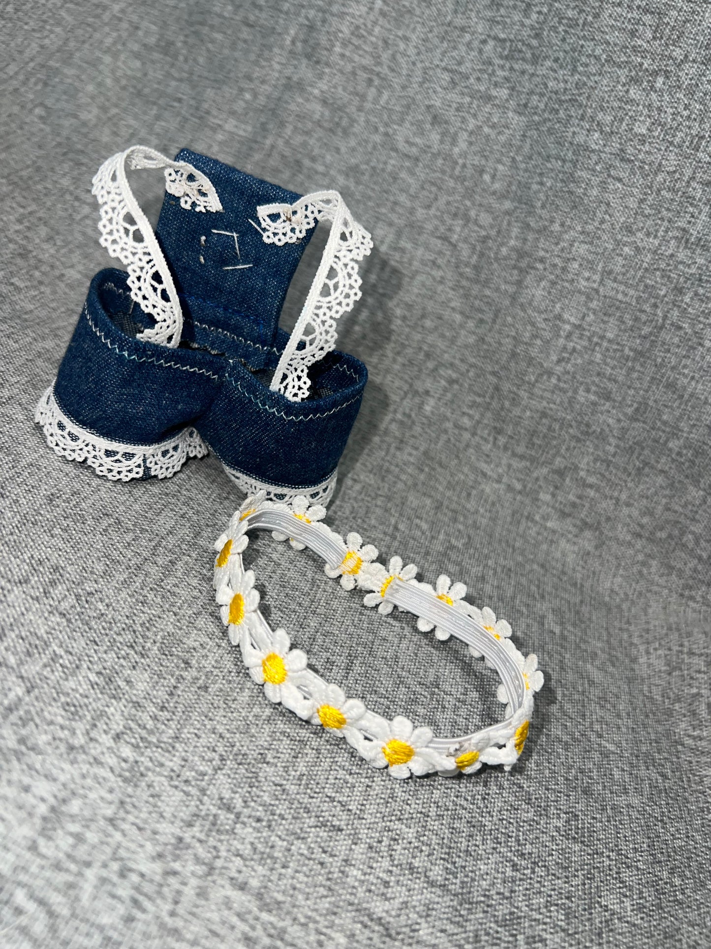 Daisy Denim Ruffle Overall & Headband Set