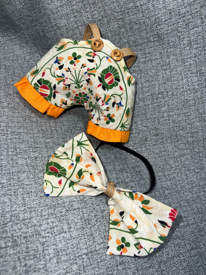 Ruffled Floral Romper & Bow Set