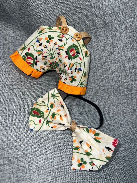 Ruffled Floral Romper & Bow Set