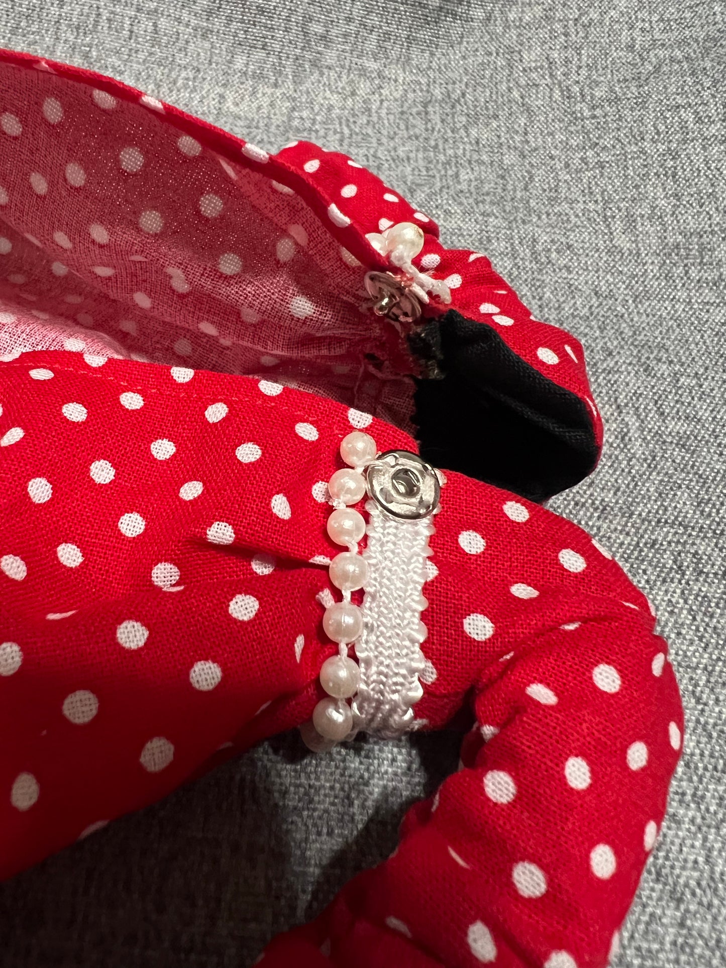 Red Polka Dot Pearl Accent Dress - fits BJD 1/6 Scale Fashion Doll