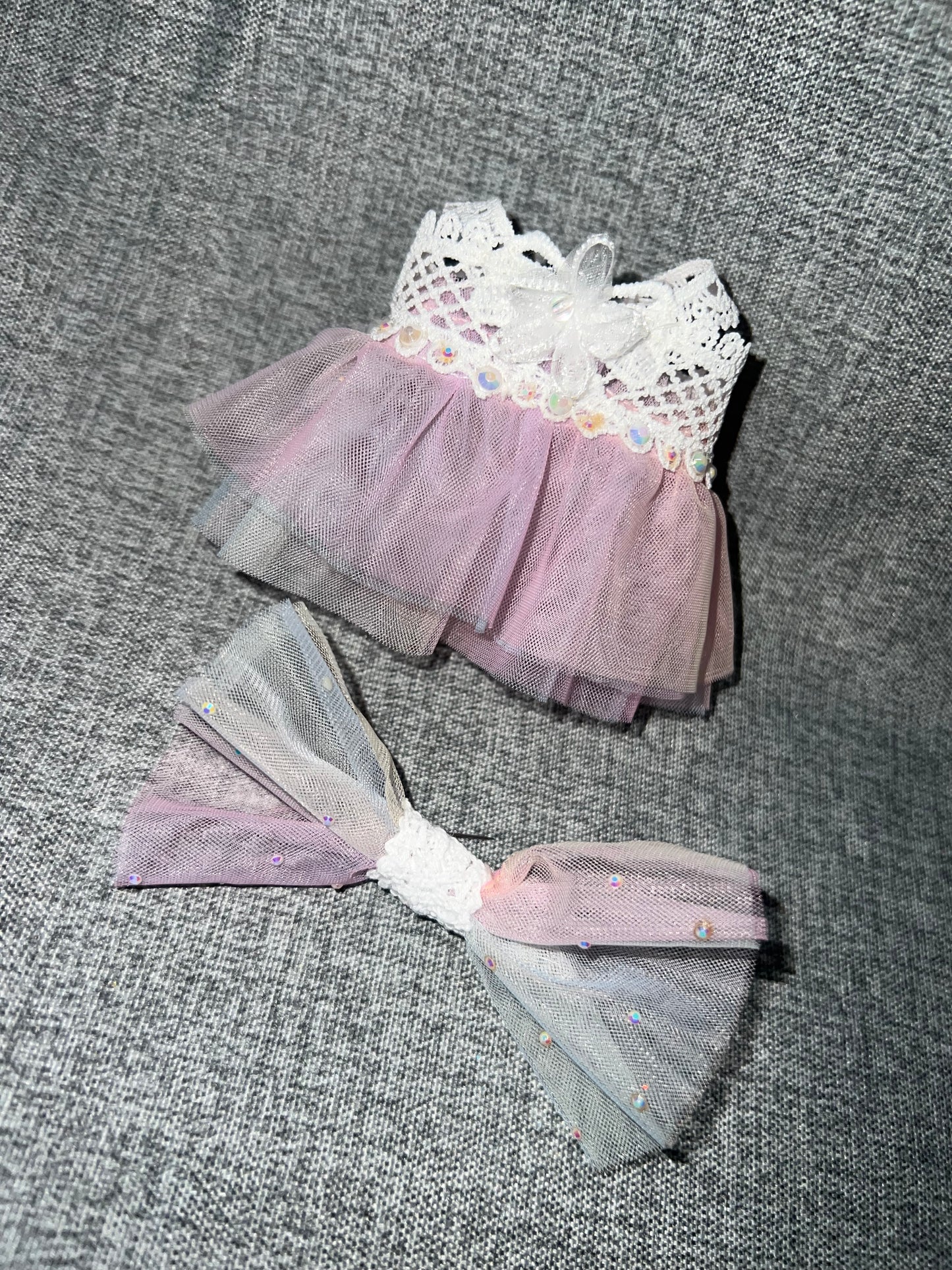 Blush Blossom Tulle Dress & Bow Set