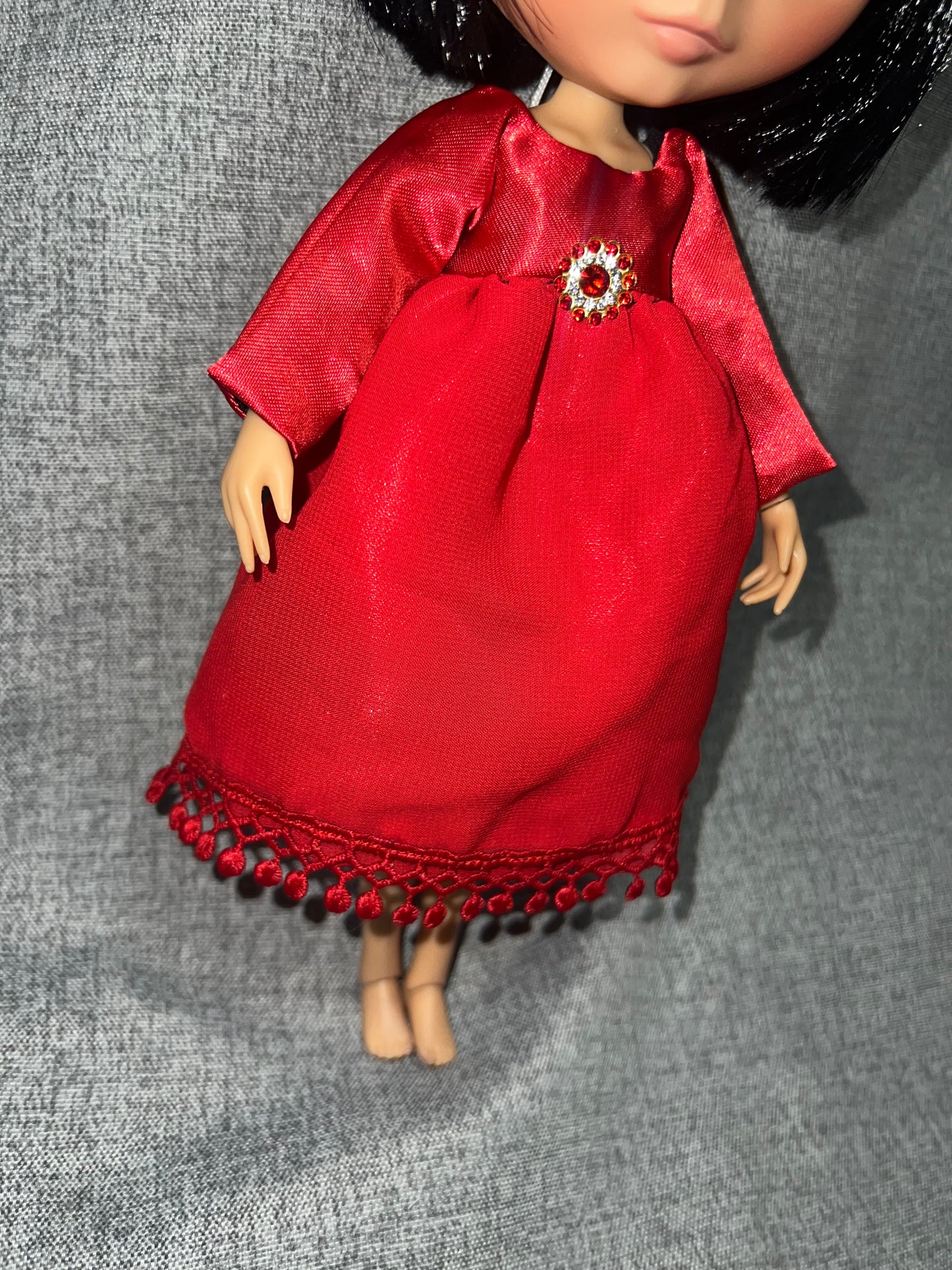 Ruby Red Satin Dress - fits BJD 1/6 Scale Fashion Doll