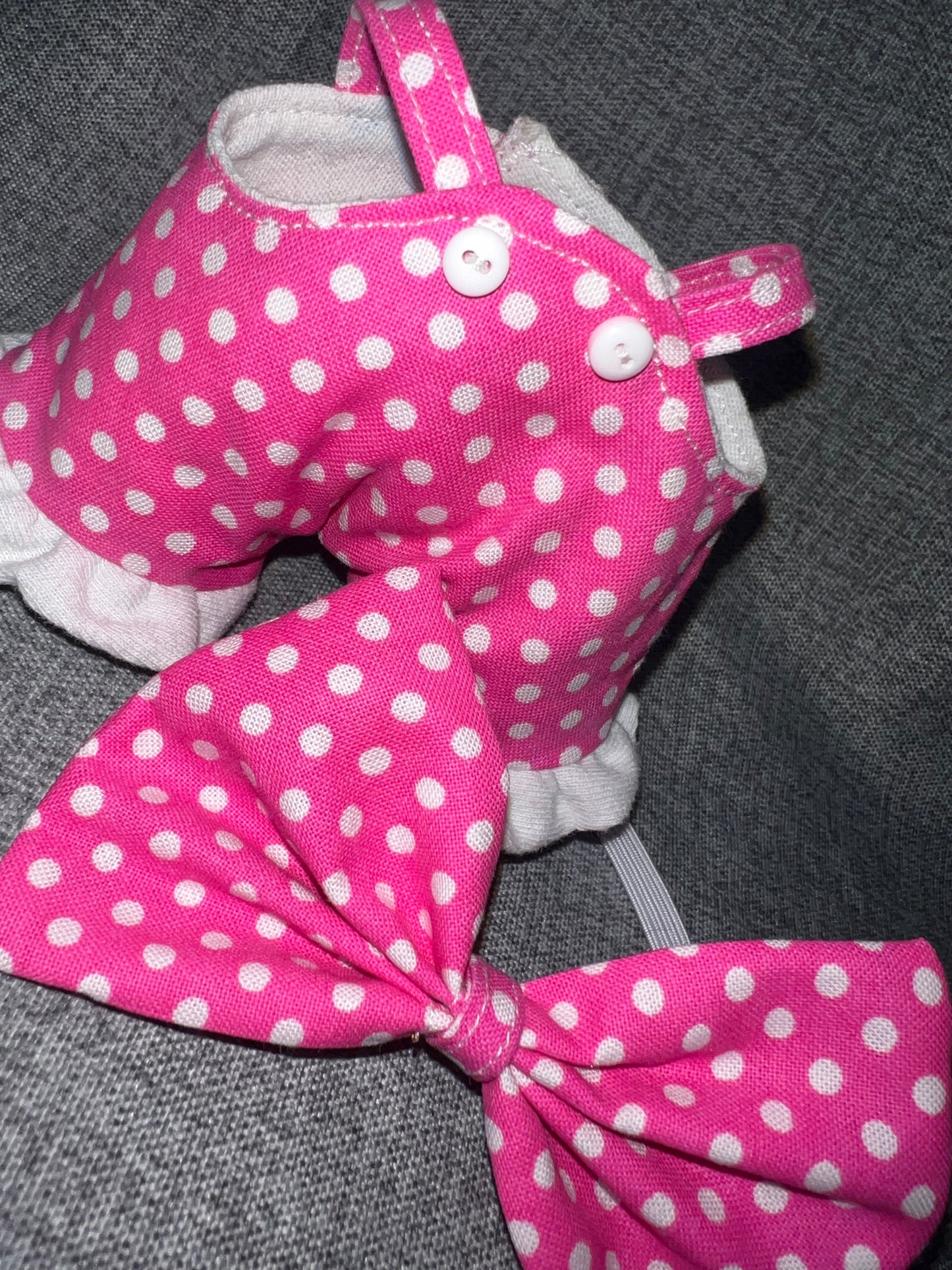 Pink Polka Dot Ruffle Romper & Bow Set