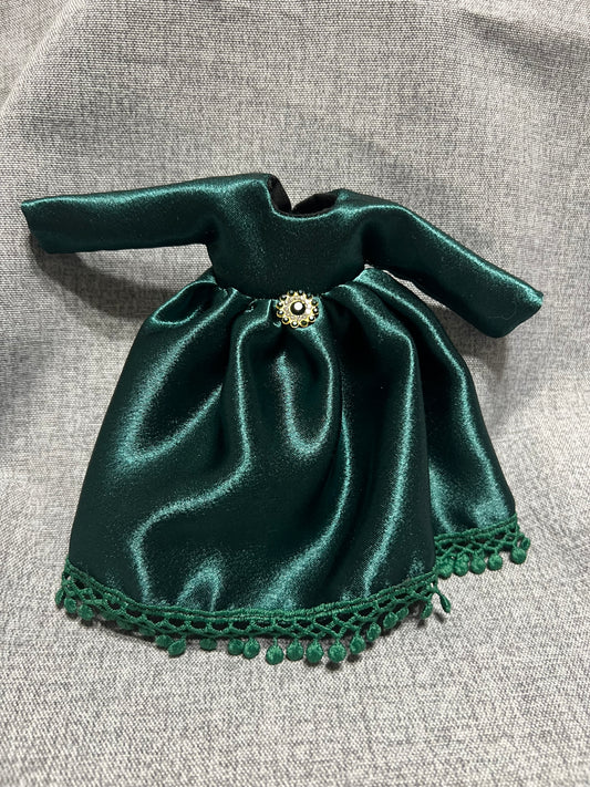 Emerald Satin Dress - fits BJD 1/6 Scale Fashion Doll