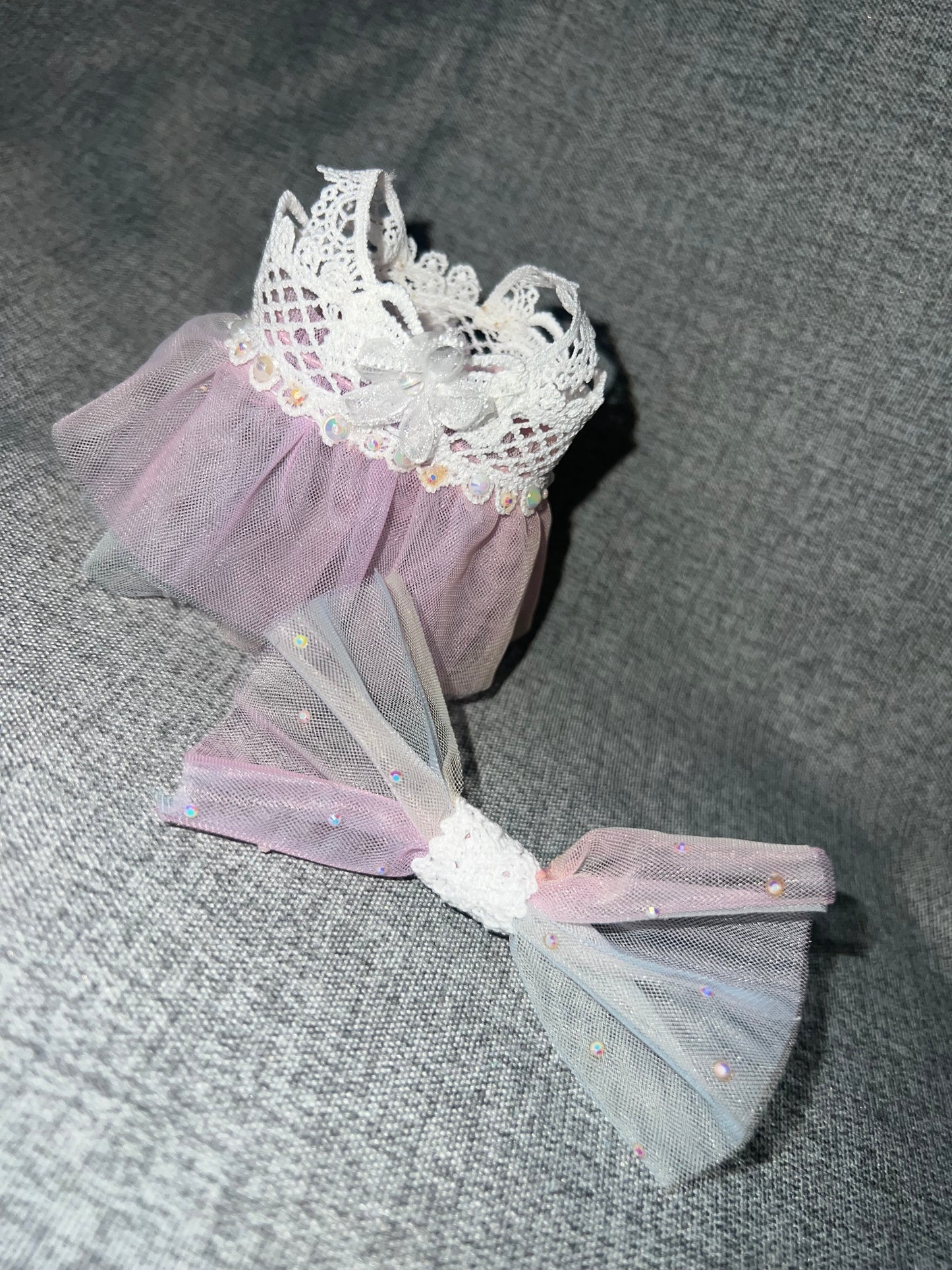 Blush Blossom Tulle Dress & Bow Set