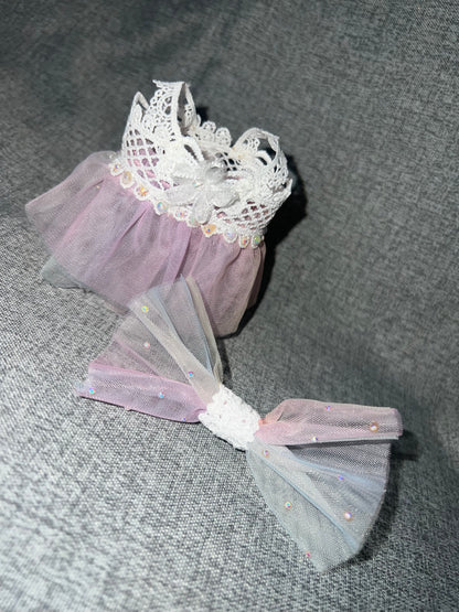 Blush Blossom Tulle Dress & Bow Set