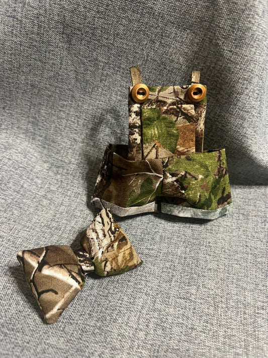 Camo Overalls with Matching Bow for 17cm Doll