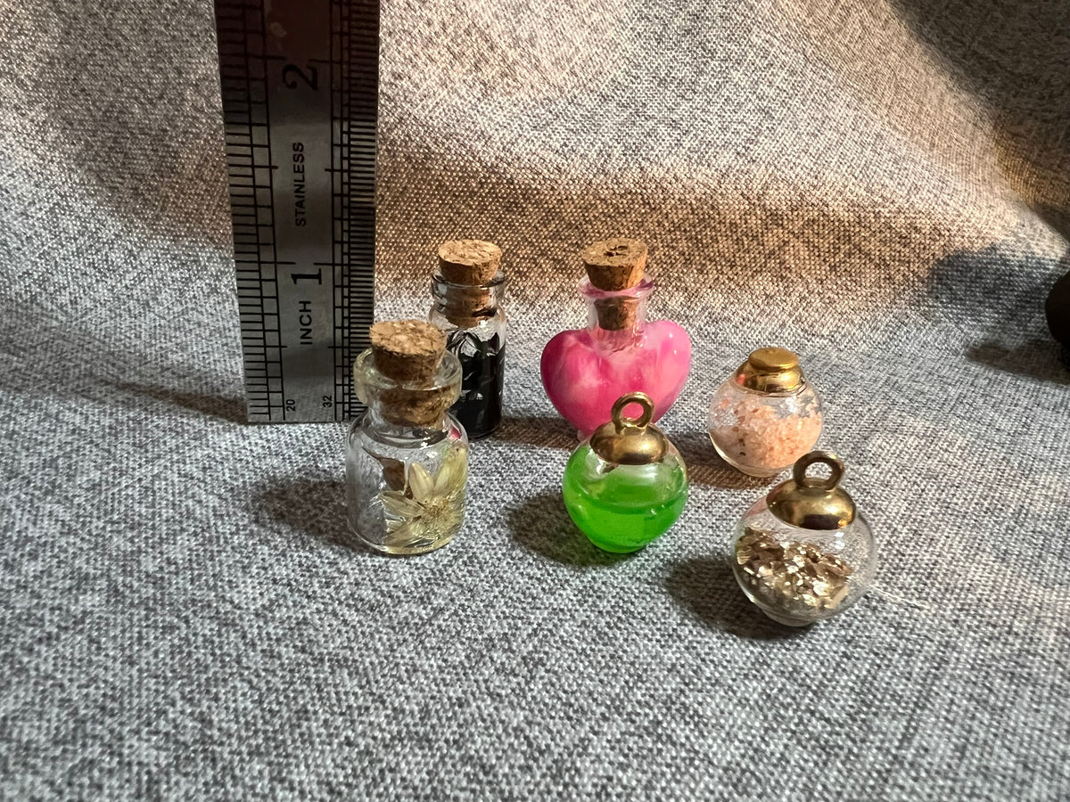 Miniature Apthecary Scripts Miniature Prefilled Apothecary Bottles 6ct – Dare To Be Designs