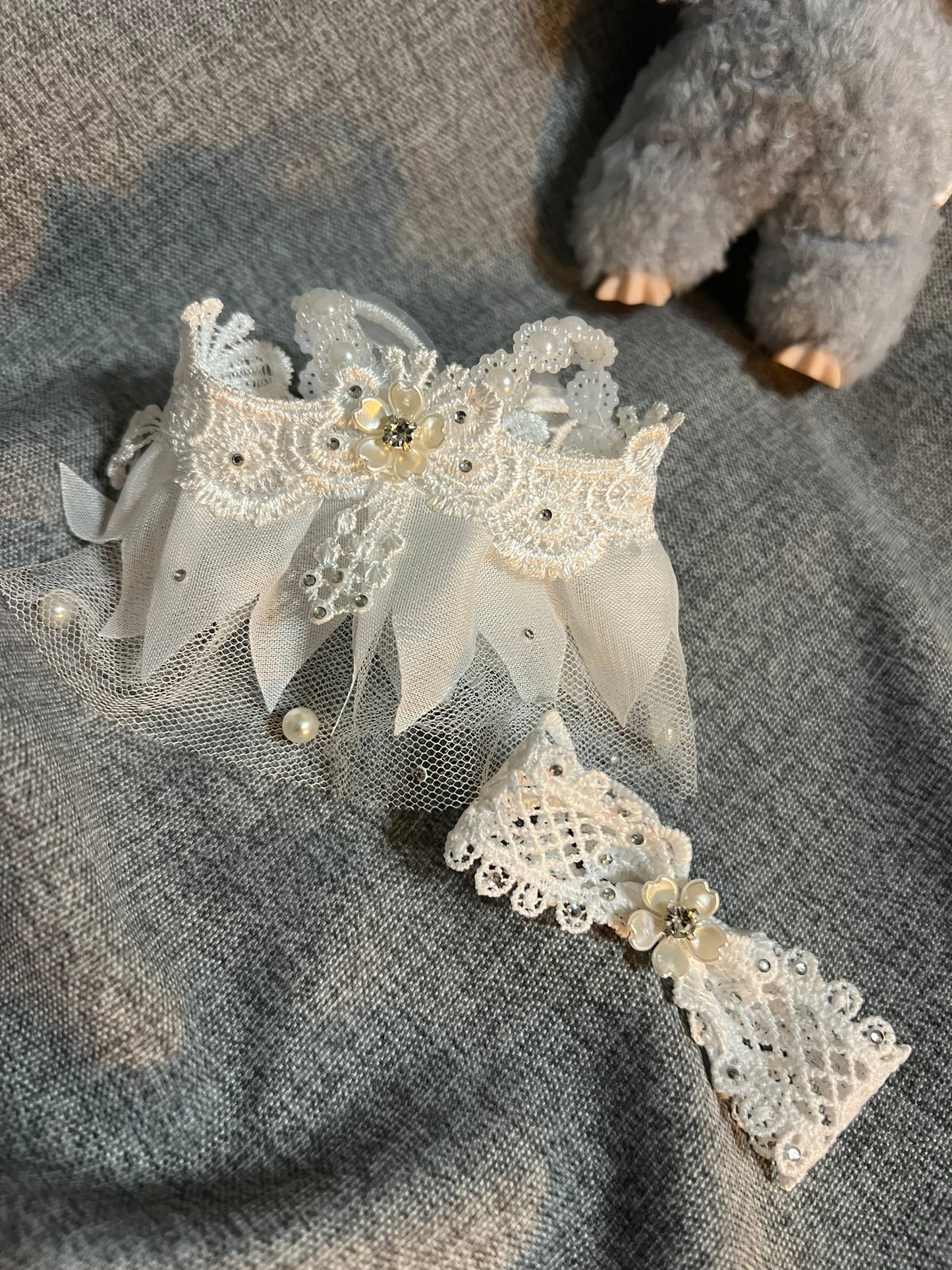White Lace Butterfly Dress with Bow for 17cm Doll