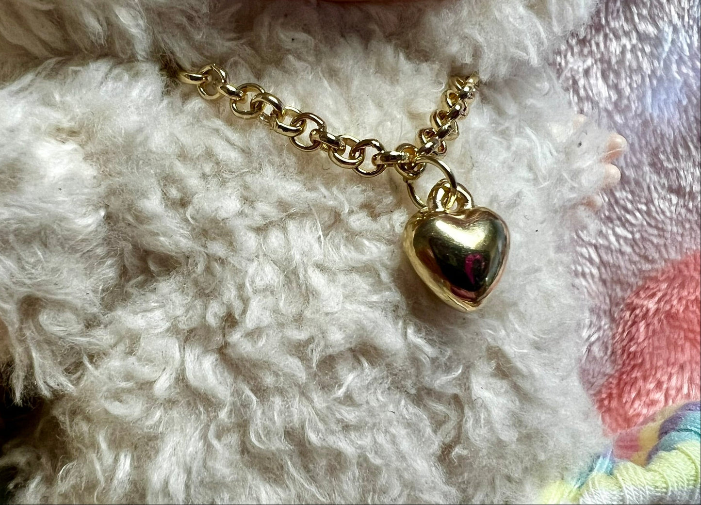 Gold Chain Necklace with Heart or Star Pendant for 17cm Doll