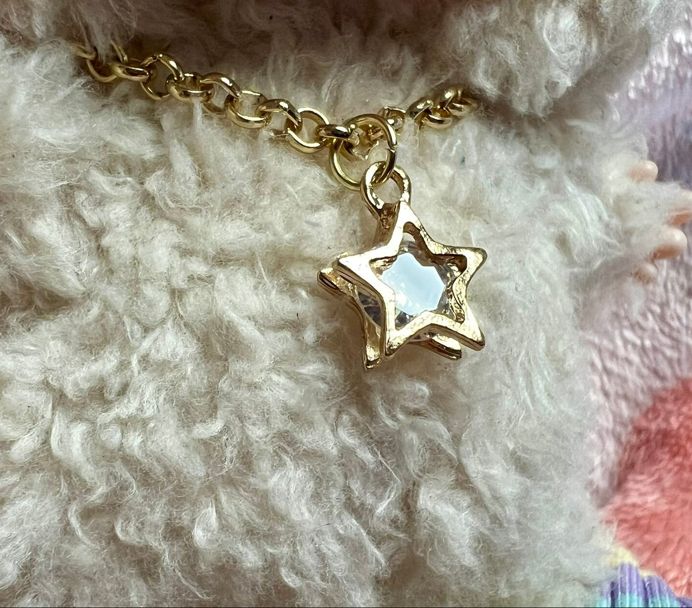 Gold Chain Necklace with Heart or Star Pendant for 17cm Doll