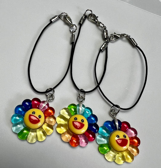 Black Nylon String Necklace with Smiley Face Flower Pendant for 17cm Doll