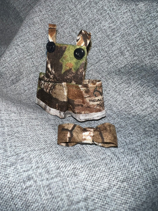 Camo Overalls with Matching Bow for 10cm Doll