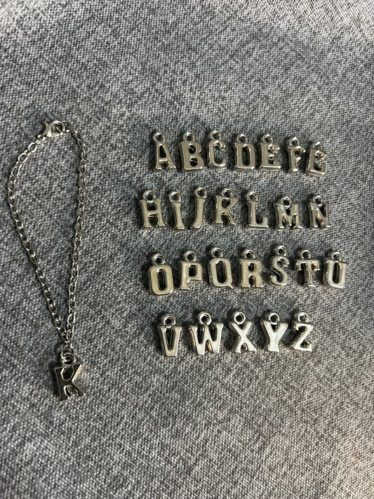 Silver Initial Charm Necklace for 17cm Doll
