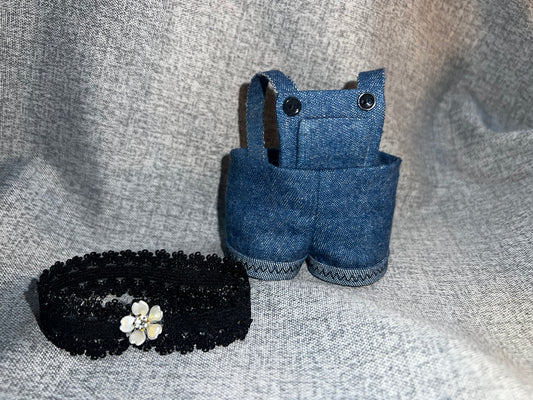 Sweet & Simple Denim Overalls Set for 17cm Doll