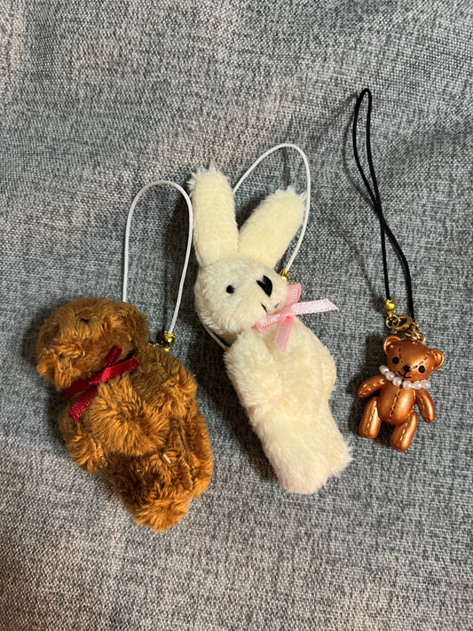 17cm Doll Accessory: Stuffed Bunny, Stuffed Bear, Metal Bear Pendants