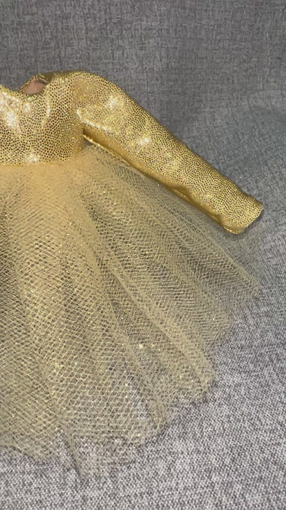 Golden Tulle Party Dress - fits BJD 1/6 Scale Fashion Doll